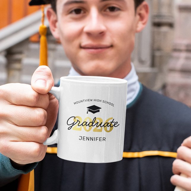 Taza De Café Mug de graduados de oro negro personalizado 2023 (Subido por el creador)