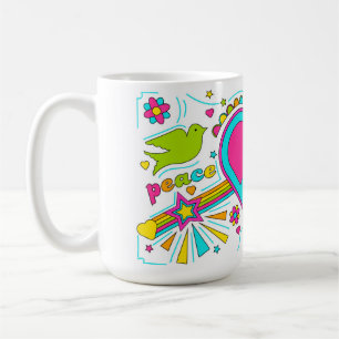 Taza De Café Mug de graffiti de Paz y Amor de los 70