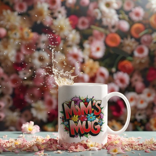 Taza De Café Mug de graffiti urbano rojo floral de mamá (Subido por el creador)