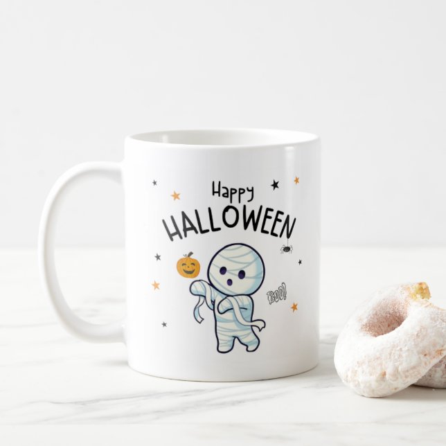 Taza De Café Mug de Halloween animado (Con donut)