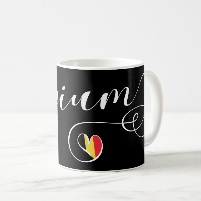 Taza De Café Mug de Heart Belgium, bandera belga (Anverso derecho)