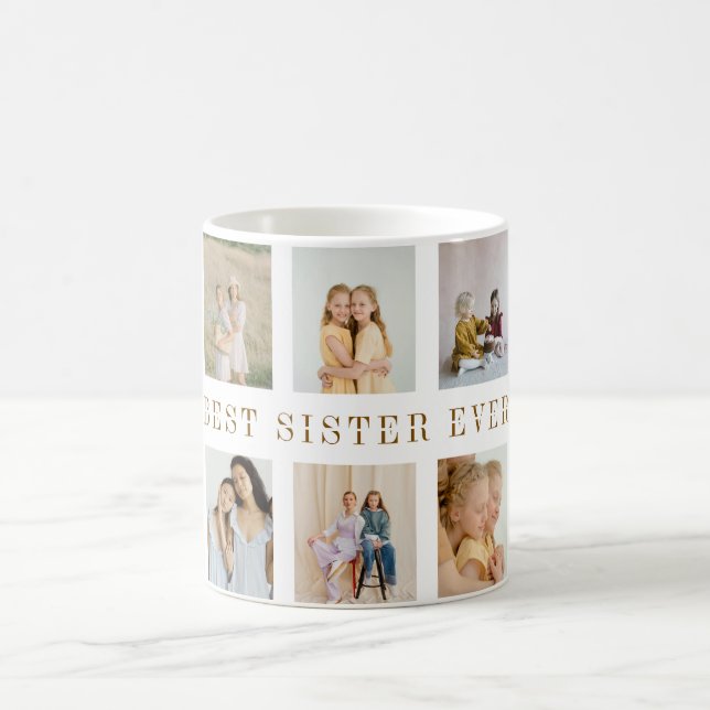 Taza De Café Mug de hermanas personalizadas | Fotos personaliza (Centro)