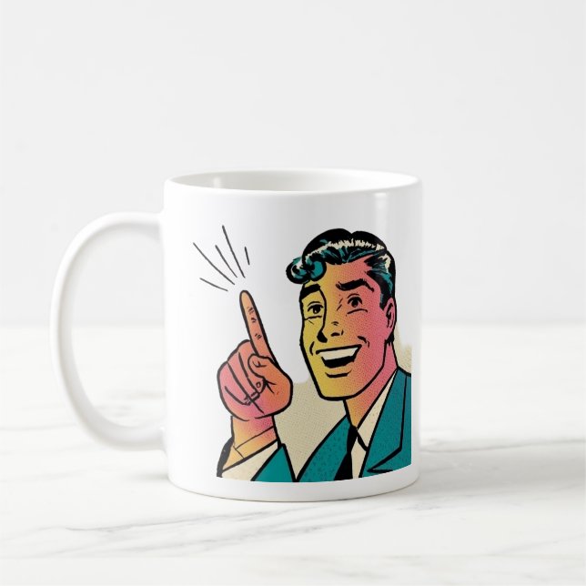 Taza De Café Mug de Hombre de Apuntación Retro (Izquierda)