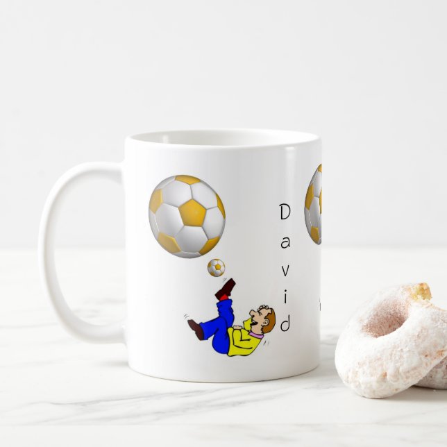 Taza De Café Mug de hombre de bolas de fútbol (Con donut)