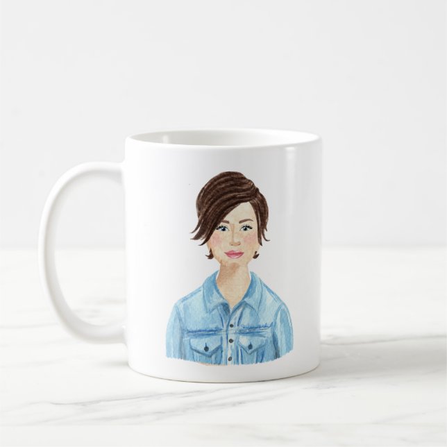 Taza De Café Mug de imagen de acuarela personalizada (Izquierda)