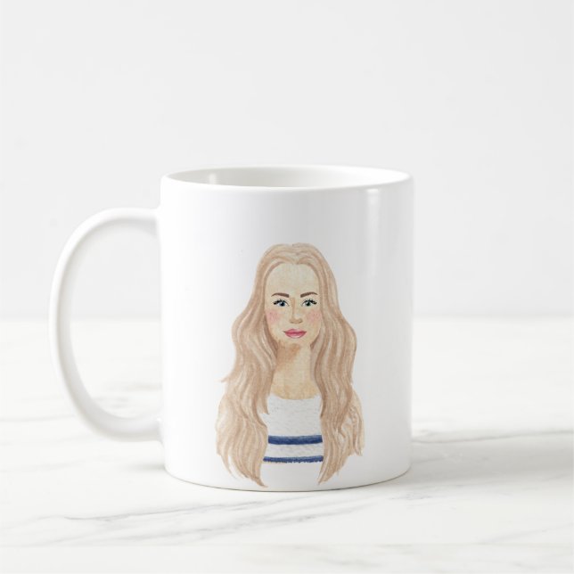 Taza De Café Mug de imagen de acuarela personalizada (Izquierda)