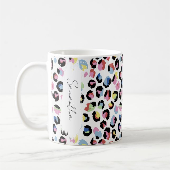 Taza De Café Mug de impresión animal colorida personalizada (Izquierda)