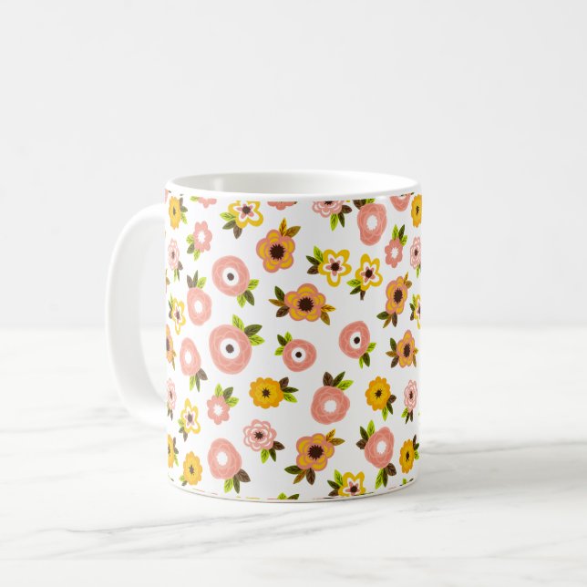 Taza De Café Mug. de impresión floral (Anverso izquierdo)