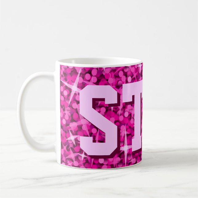 Taza De Café Mug de impresión rosa Glitz 'STAR' (Izquierda)