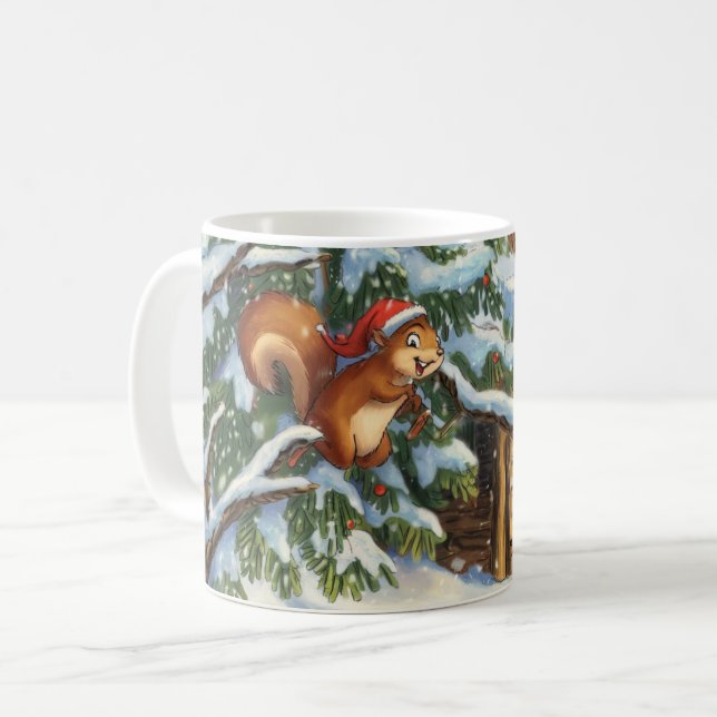 Taza De Café Mug de invierno de ardilla festiva (Anverso izquierdo)