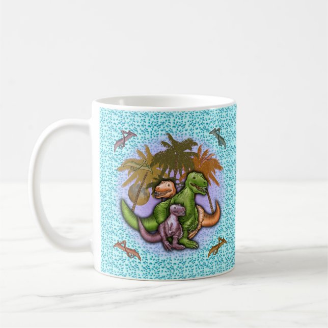 Taza De Café Mug de la familia de los dinosaurios (Izquierda)
