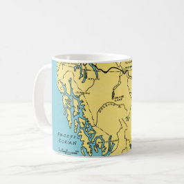 Taza De Café Mug de la tarjeta postal del mapa de Alaska