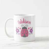 Mug De Ladybug Personalizado De Rosa Girly