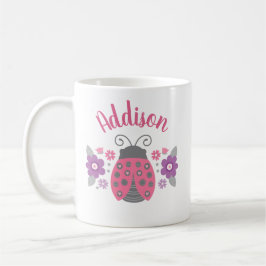 Taza De Café Mug De Ladybug Personalizado De Rosa Girly