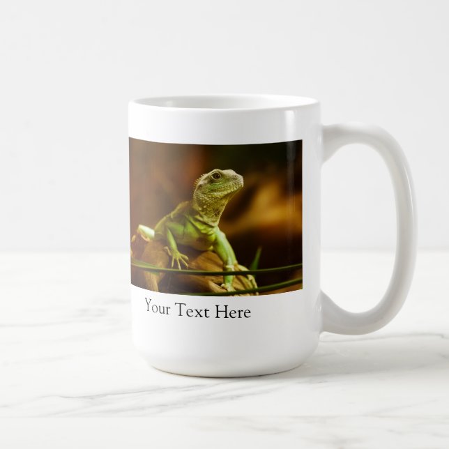 Taza De Café Mug de lagarto verde personalizado (Derecha)