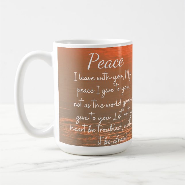 Taza De Café Mug. de las escrituras John 14:27 (Izquierda)