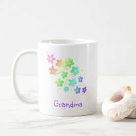 Taza De Café Mug de las flores de arcoiris de la abuela
