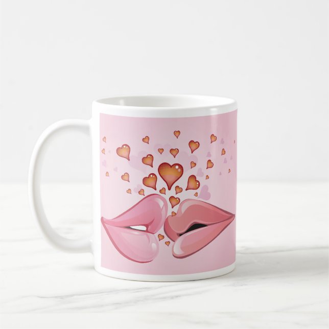Taza De Café Mug de los labios del beso (Izquierda)
