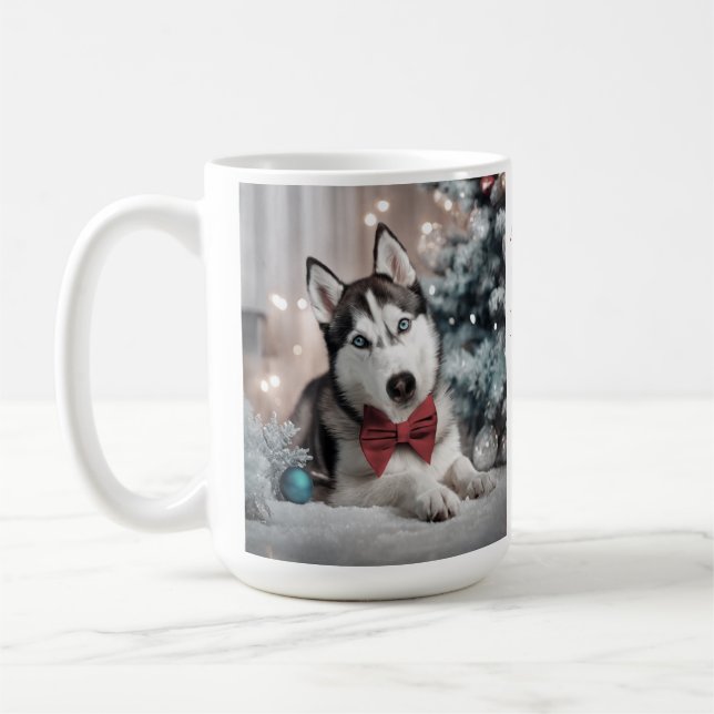Taza De Café Mug de los Navidades Husky Siberianos (Izquierda)