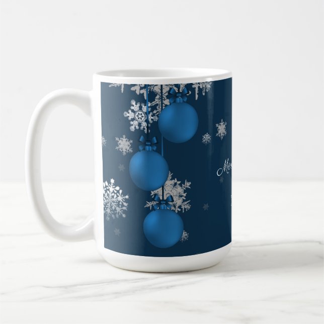 Taza De Café Mug de los Ornamentos de Navidad Azul (Izquierda)