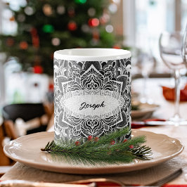 Taza De Café Mug de Mandala en blanco y negro