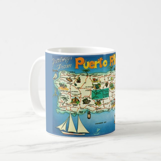 Taza De Café Mug de mapa de Puerto Rico (Anverso izquierdo)