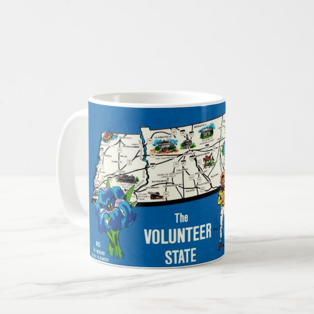 Taza De Café Mug de mapa de Tennessee (Anverso izquierdo)