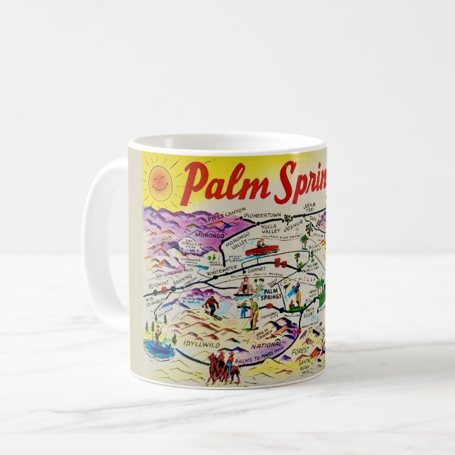 Taza De Café Mug de mapa retro de las manantiales de las palmas (Anverso izquierdo)