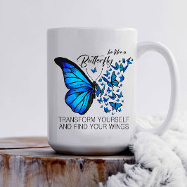 Taza De Café Mug de mariposa azul, cita Inspiradora