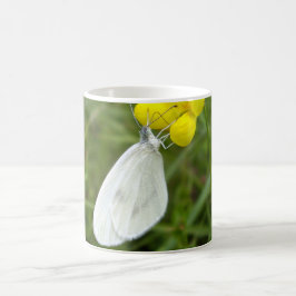 Taza De Café Mug de mariposa blanca de madera