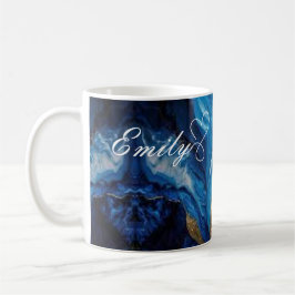 Taza De Café Mug de mármol azul y oro personalizado de lujo