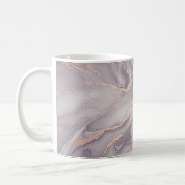 Taza De Café Mug de mármol de lavanda con venas plateadas (Izquierda)