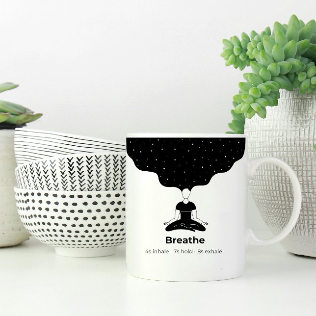 Taza De Café Mug de meditación respiratoria - Zen nocturno estr (Subido por el creador)