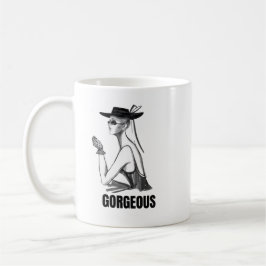 Taza De Café Mug de moda estética de niña | Negro y blanco prec
