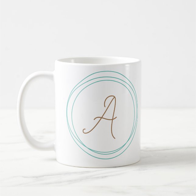 Taza De Café Mug de monograma en Verde azulado/oro (Izquierda)