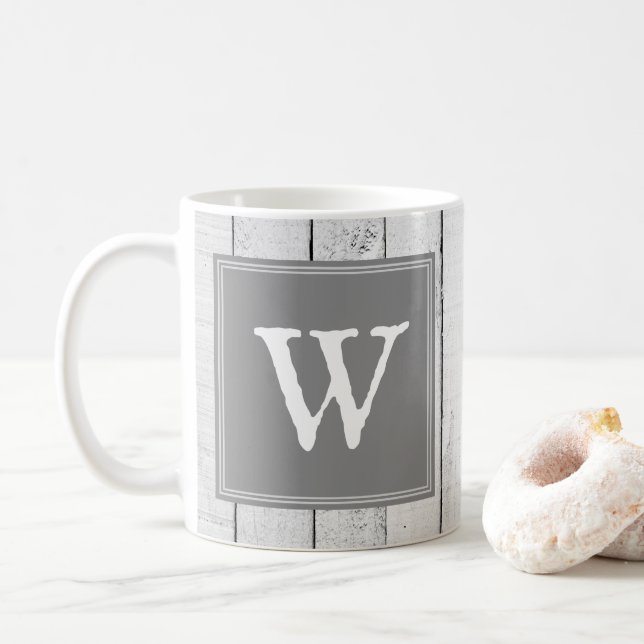 Taza De Café Mug de monograma grisáceo (Con donut)
