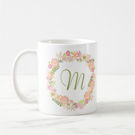 Taza De Café Mug de monograma húmedo botánico