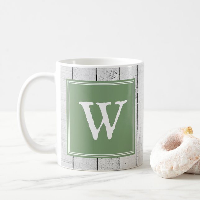 Taza De Café Mug de monograma ruso verde (Con donut)