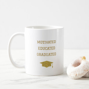 Taza De Café Mug de Mortarboard Graduado Motivado por el Oro