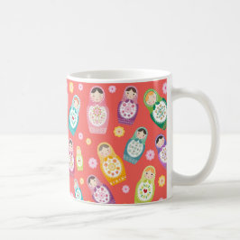 Taza De Café Mug de muñecas rusas - fondo rojo