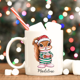 Taza De Café Mug de Navidades de ardilla rosada Girly Cute