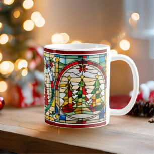 Taza De Café Mug de Navidades de arte de vidrio de manchas de á