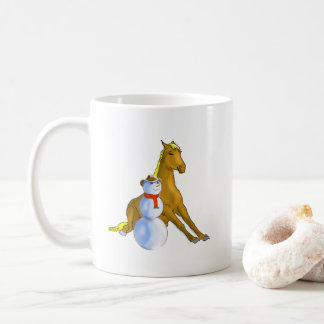 Taza De Café Mug de Navidades de caballos y muñecos de nieve