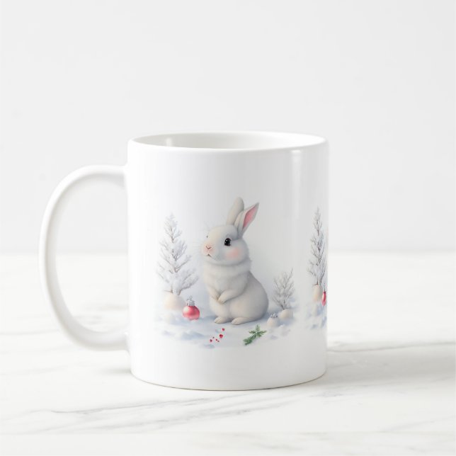 Taza De Café Mug de Navidades de conejo de nieve (Izquierda)