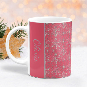 Taza De Café Mug de Navidades de copos de nieve de Rubor y plat