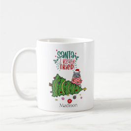Taza De Café Mug de Navidades de gato cómico y personalizado