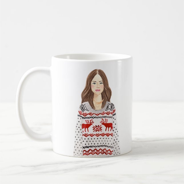 Taza De Café Mug de Navidades de imágenes de acuarela personali (Izquierda)