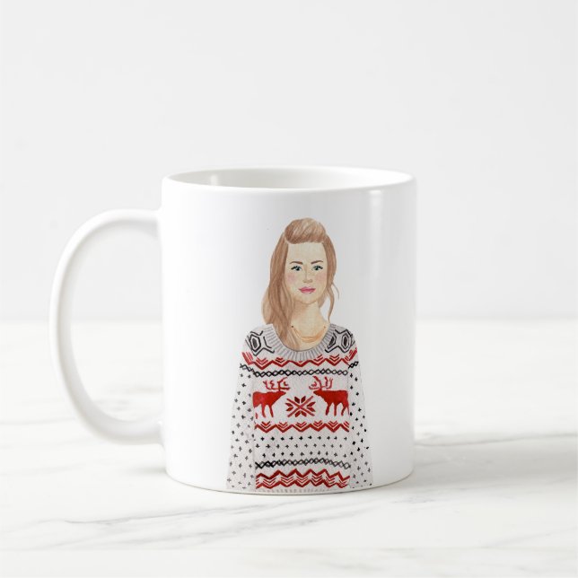 Taza De Café Mug de Navidades de imágenes de acuarela personali (Izquierda)