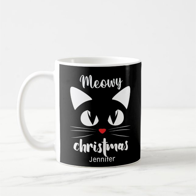 Taza De Café Mug de Navidades de Meowy graciosos personalizados (Izquierda)