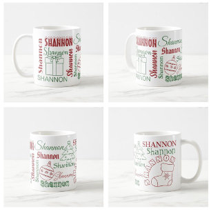 Taza De Café Mug de Navidades de nombres repetitivos personaliz